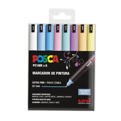 Alta Velocidad Estuche De Marcadores Uni Posca PC-1Mr 8 Colores Pastel Surtidos - Uni