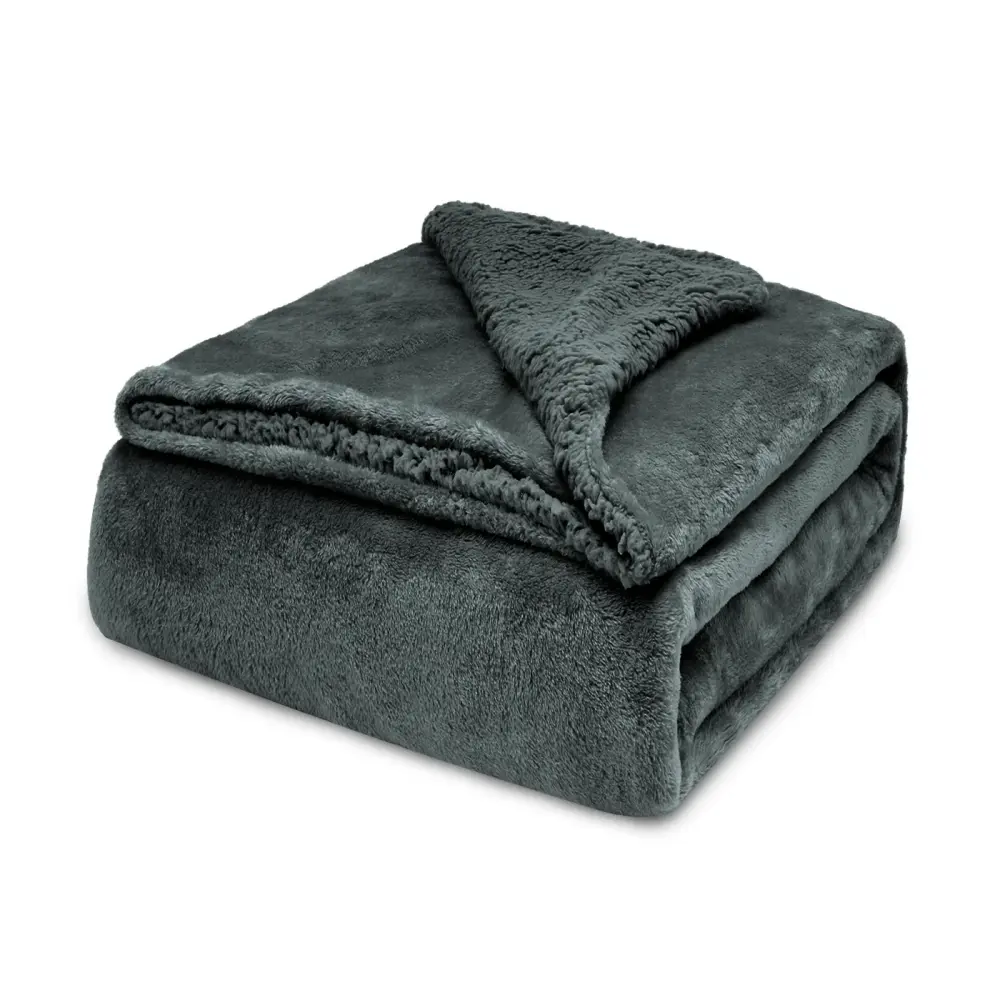 Manta Borreguito Sherpa 130x160cm Invertible Extra Suave-Oscuro
