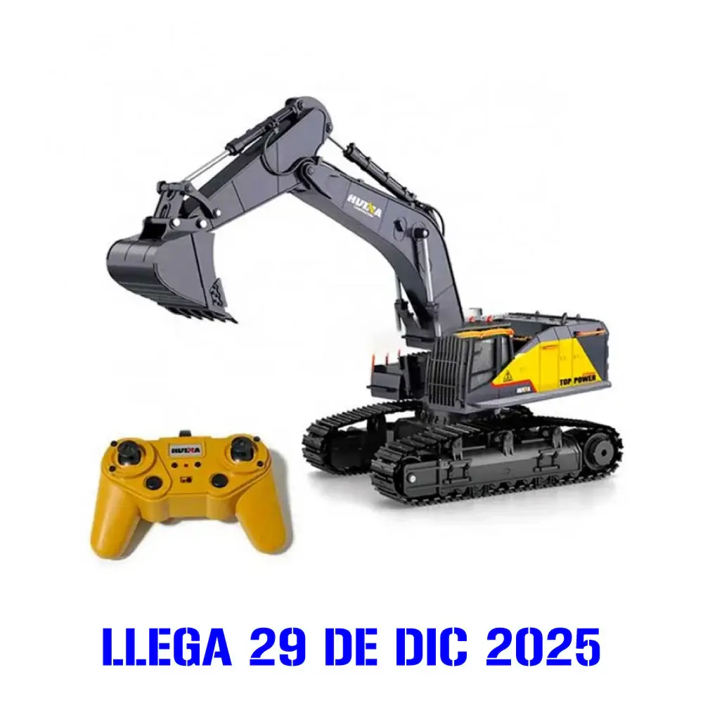 Huina 1592 Excavadora c/ Cucharón Metálico Control Remoto Escala 1:14 con Conectividad USB-C