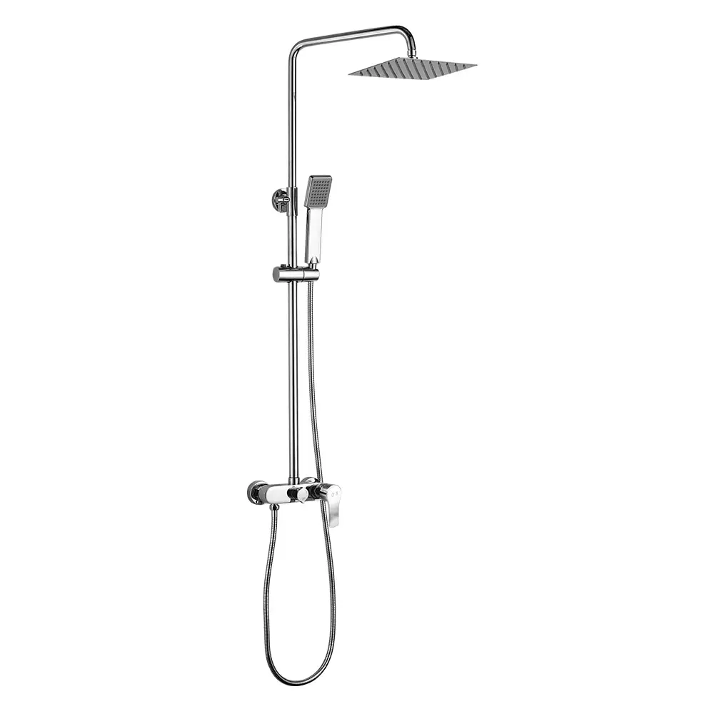 Kibath columna ducha monomando ver cuadrada de 83-126 cm cromo brillo con Plato de Liberación Rápida