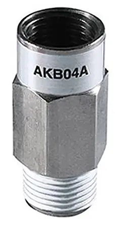 Válvula antiretorno SMC, AKB, Roscado, entrada NPT 1/4 hembra, Salida NPT 1/4 hembra, -100 kPa → 1 MPa, 1/4, NPT | AKB0...