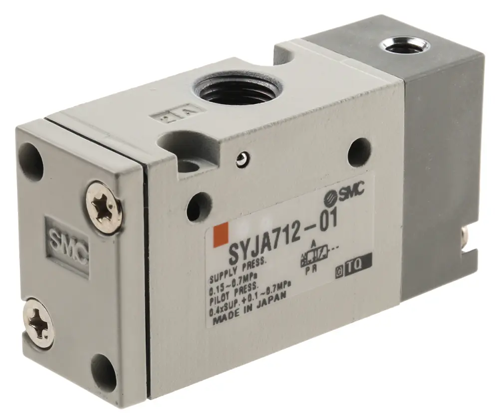 Electroválvula neumática SMC, Serie SYJA700, Rosca Rc 1/8, Función 3/2, Piloto/Resorte, Independiente, 490.75Nl/min | S...