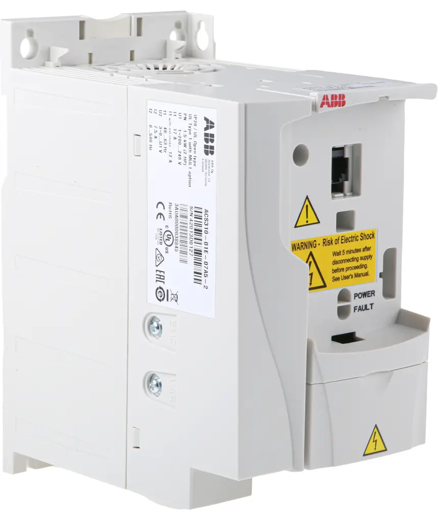 Variador de frecuencia ABB serie ACS310, 1,5 kW, 230 V ac, 1 fase, 7,5 , 0 → 500Hz, IP20, ModBus | ACS310-01E-07A5-2