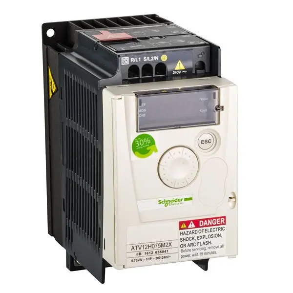 Variador de velocidad Schneider Electric serie Altivar 12, 0,75 kW, 240 V, 1 fase, 4,2 | ATV12H075M2X