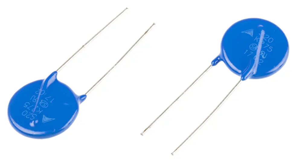 Varistor EPCOS B72220, tensión de ruptura 430V, 100A, 151J, 630pF, dim. 21.5 (Dia.) x 5.4mm, paso 10mm | B72220S0271K101