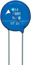 Varistor de óxido metálico EPCOS Standard, tensión de ruptura 205V, 100A, 74J, 1.85nF, dim. 21.5 (Dia.) x 4.7mm, paso |...
