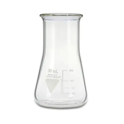 Matraz de laboratorio , Vidrio de borosilicato, 50ml