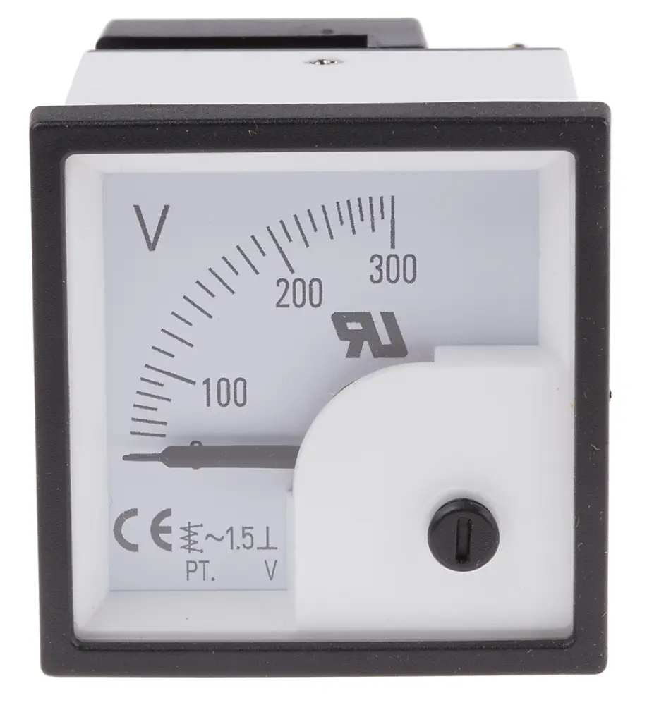 Voltímetro analógico AC , precisión 1,5%, dim. 46mm x 46mm