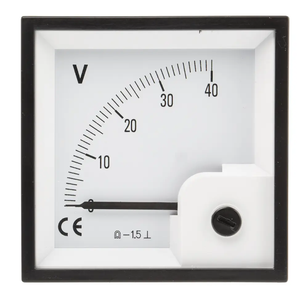 Voltímetro analógico DC , precisión ±1,5%, dim. 68mm x 68mm