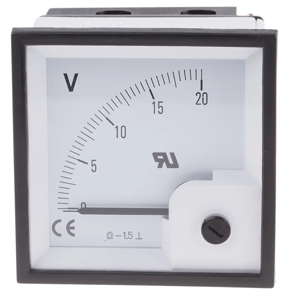 Voltímetro analógico DC , precisión ±1,5%, dim. 68mm x 68mm