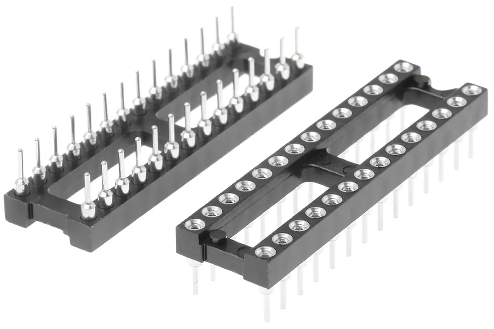 Zócalo DIL E-TEC, paso de 2.54mm, 28 contactos, anch. 7.62mm, montaje orificios pasantes | POS-328-S001-95