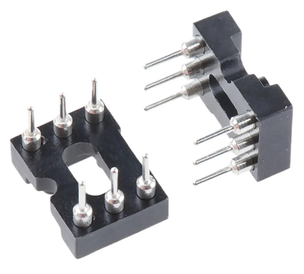 Zócalo DIL E-TEC, paso de 2.54mm, 6 contactos, anch. 7.62mm, montaje orificios pasantes | POS-306-S001-95