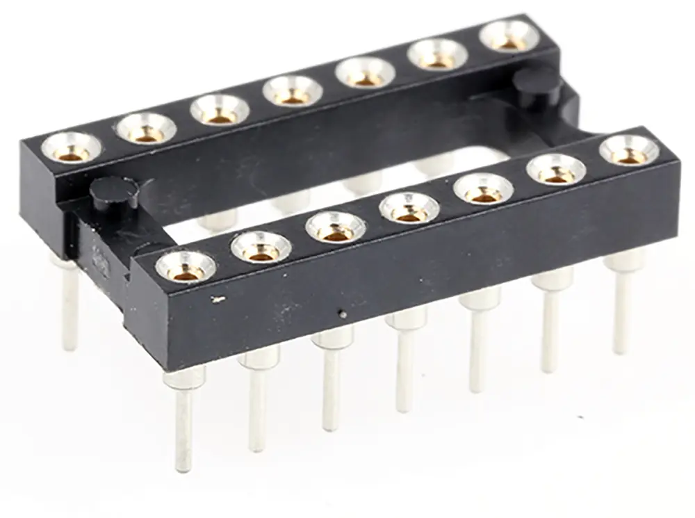 Zócalo DIL E-TEC, paso de 2.54mm, 14 contactos, anch. 7.62mm, montaje orificios pasantes | POS-314-S001-95