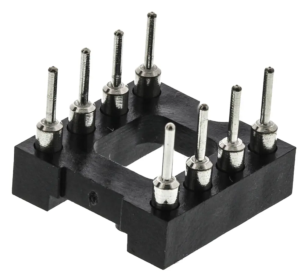 Zócalo DIL E-TEC, paso de 2.54mm, 8 contactos, anch. 7.62mm, montaje orificios pasantes | POS-308-S001-95