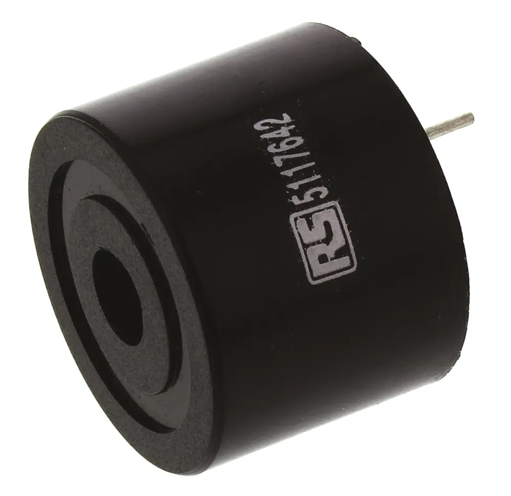 Zumbador Piezoeléctrico , Máximo de 12 V dc, 80dB, Montaje en orificio pasante, Continua, Interno